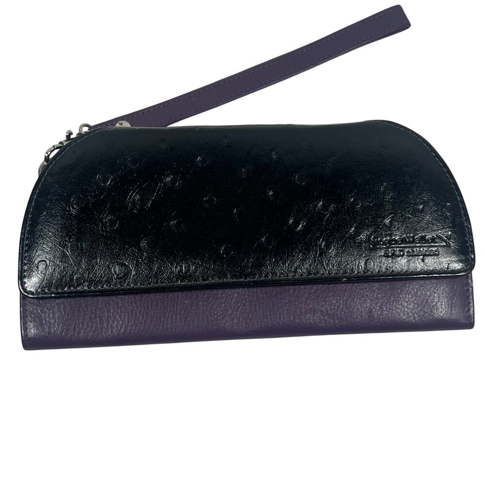 Rogue Wallet RFID Shielded Purple & Black Leather Multiple Card Slots 4 x 8